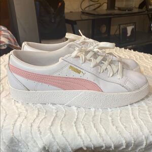 EUC Puma Pink & White size 8